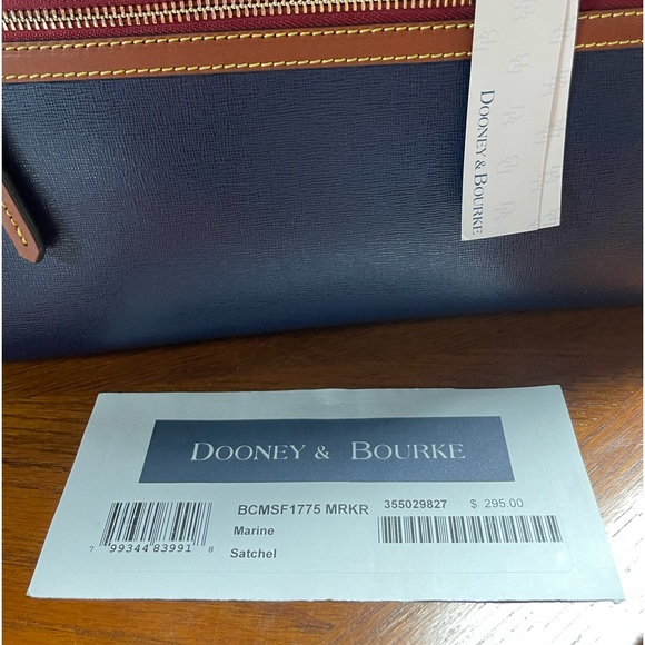 DOONEY & BOURKE CAMDEN SAFFIANO LEATHER SATCHEL IN MARINE BLUE. DISCONTINUED. - Picture 11 of 11